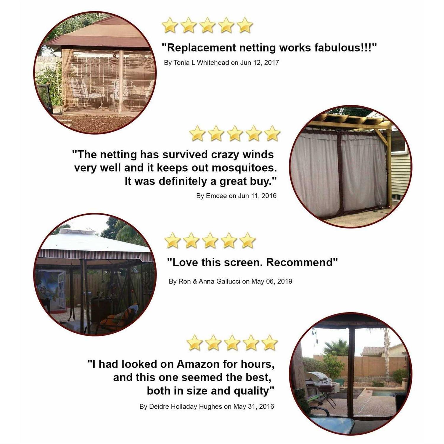 Sunjoy Keep Mosquitoes Out of Your 10 x 10 Gazebo with This Four Panel Pack of Easy to Netting with Zippers