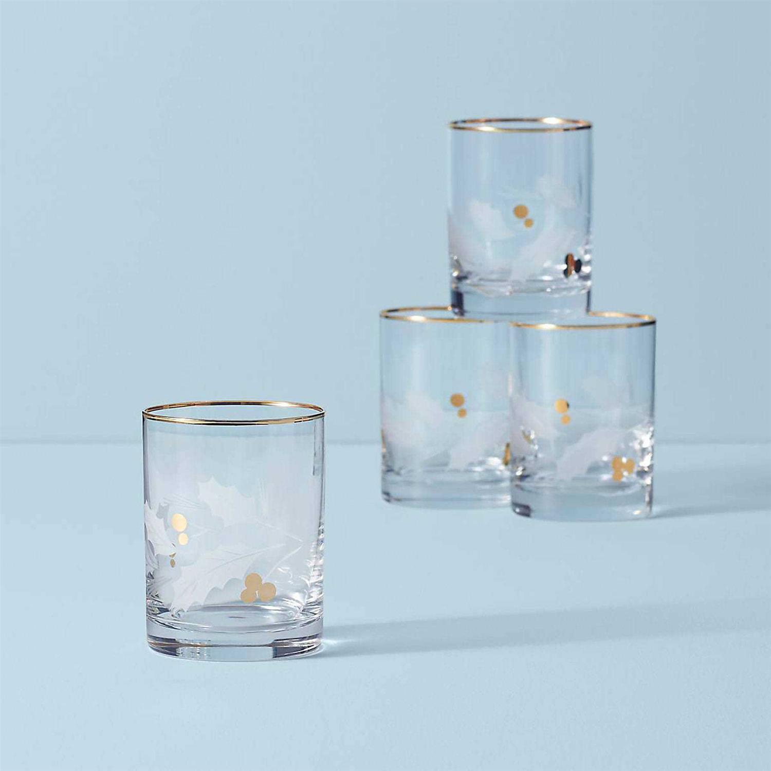 Lenox Holiday Gold Double Old Fashioned 4-Piece Glass Set