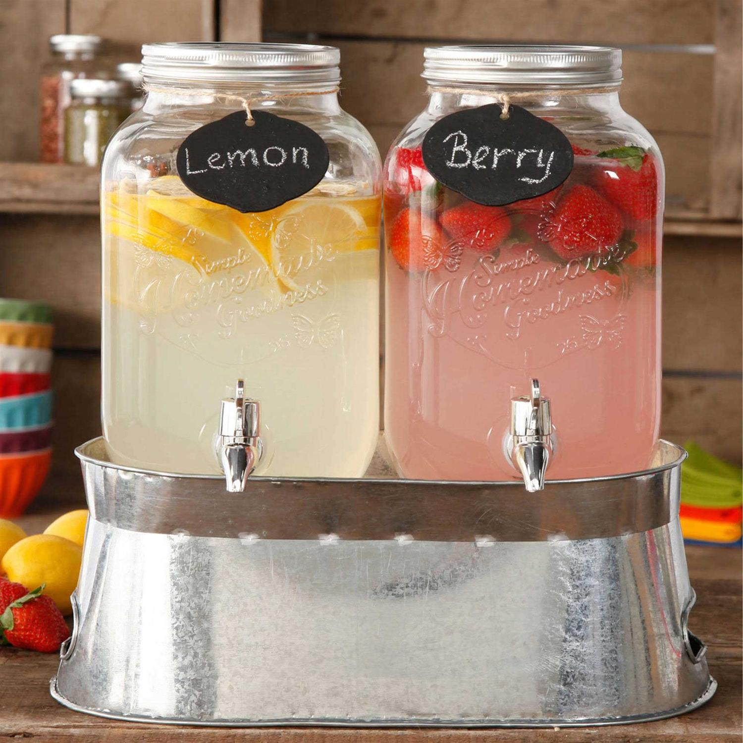 The Pioneer Woman Simple Homemade Goodness Clear Drink Dispenser Set with Ice Bucket, Chalk Boards and Chalk Pencil