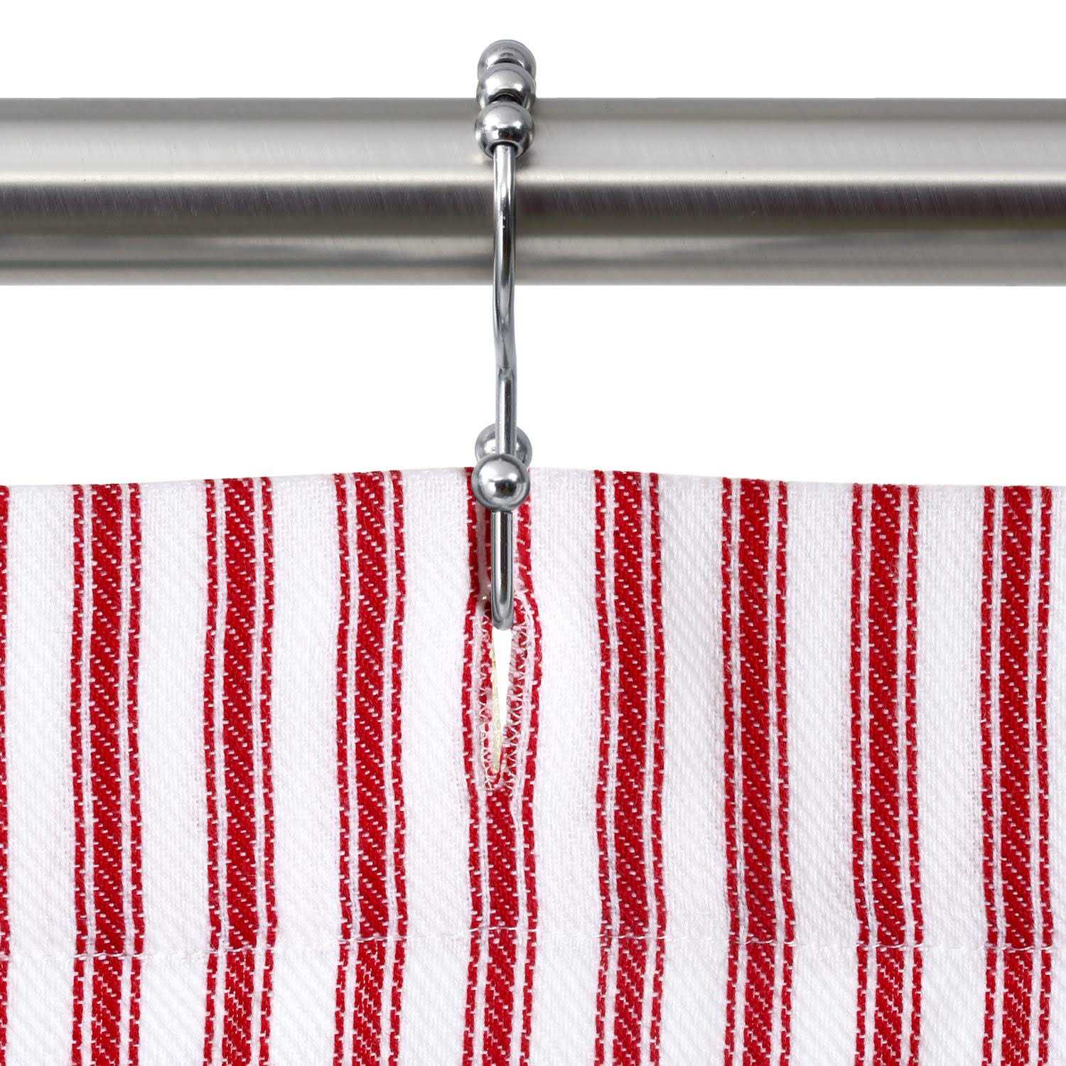 Cackleberry Home and White Ticking Stripe Shower Curtain Woven Cotton 72 Inches W x