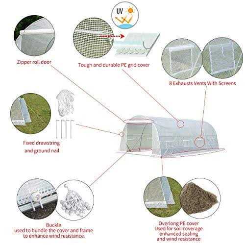 Erommy 10′ x 7′ Greenhouse Large Gardening Plant Hot House Portable Walking in Tunnel Tent