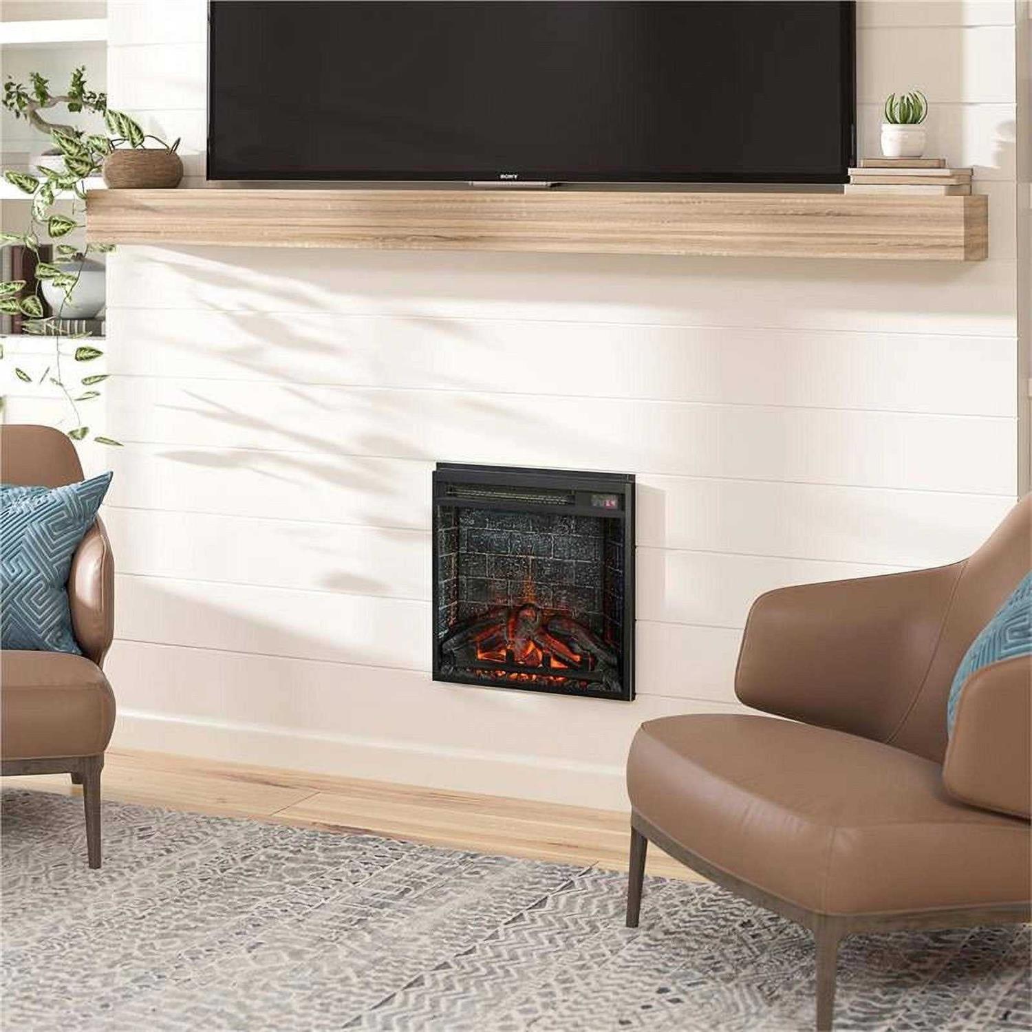 Ameriwood Home 18 inch Glass Front Electric Fireplace Insert with Remote