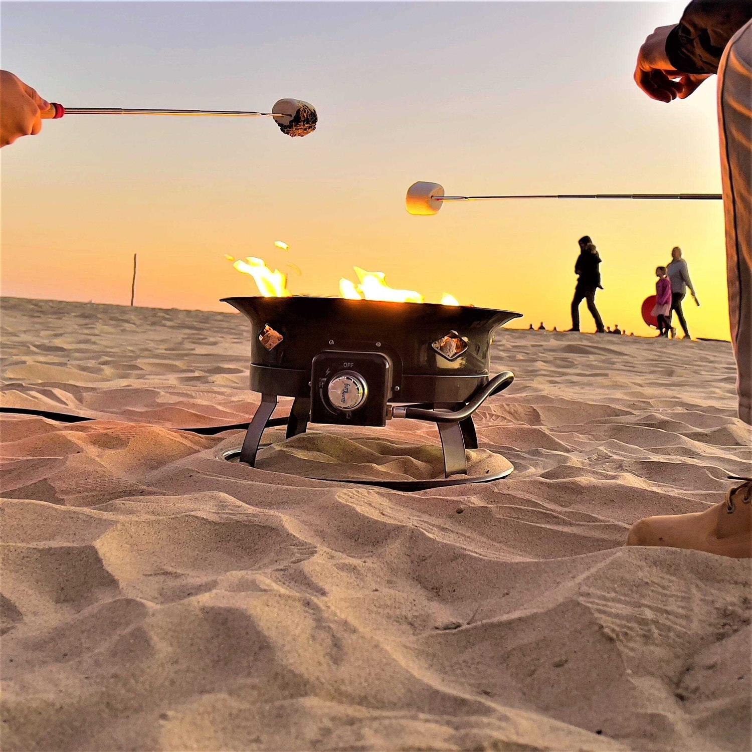 Flame King Portable Propane Outdoor Gas Fire Pit W/ Cover & Carry Kit 19-Inch 58,000 BTU