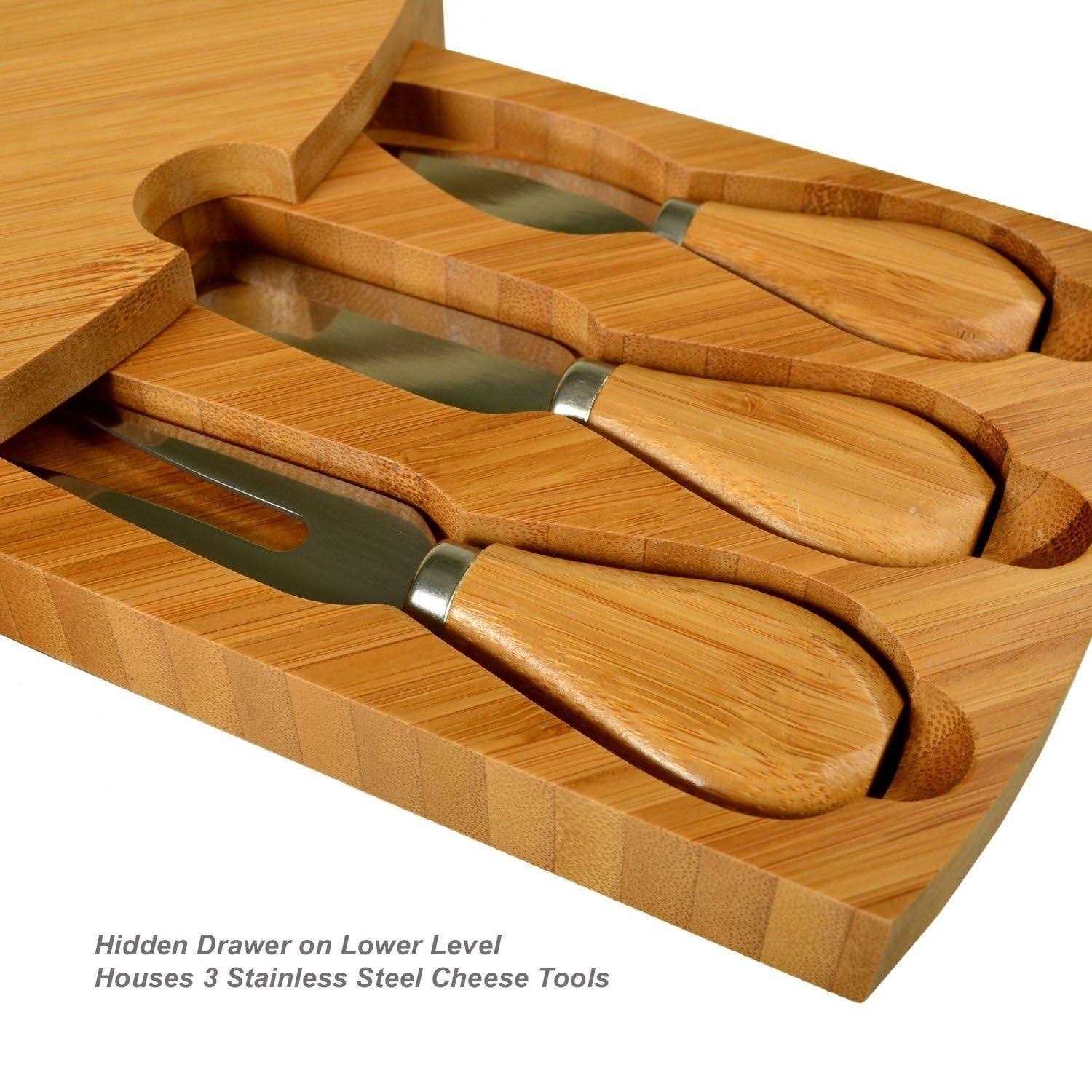 Picnic at Ascot Vienna Transforming Bamboo Cheese Board Set with 3 Tools