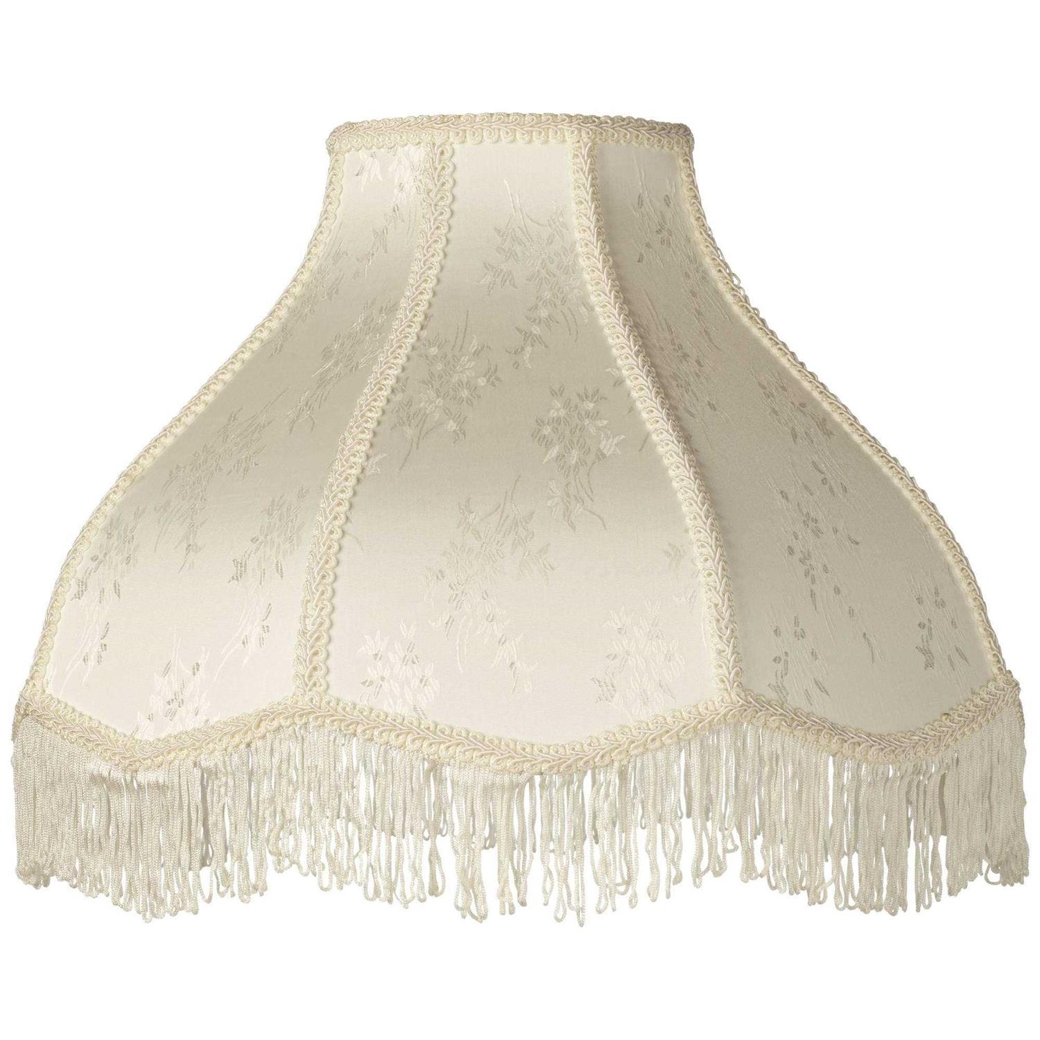 Springcrest Cream Large Scallop Dome Lamp Shade 6 Top x 17 Bottom x 11 High x 12 Slant Replacement with Harp and Finial