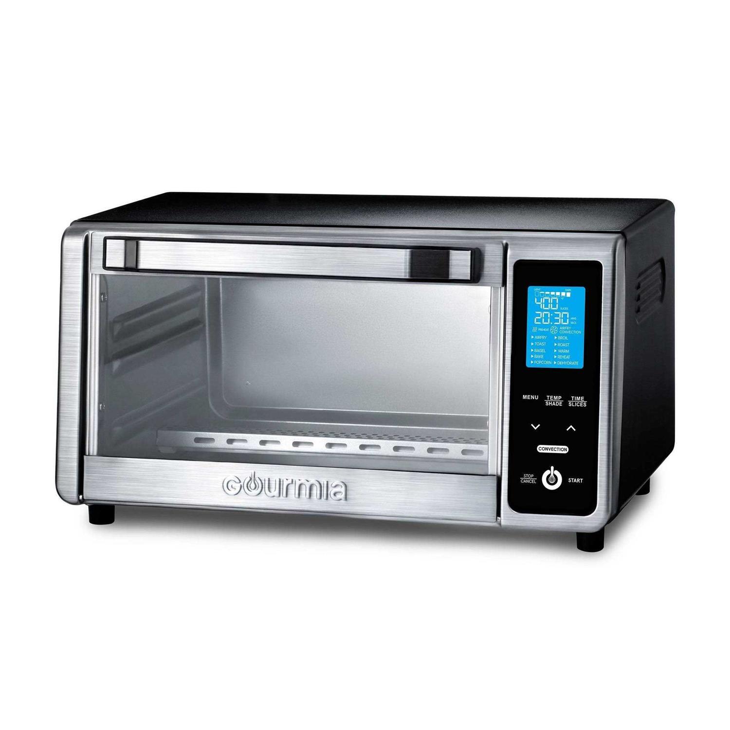 New Gourmia Digital 4-Slice Toaster Oven Air Fryer with 11 Cooking Functions Stainless Steel