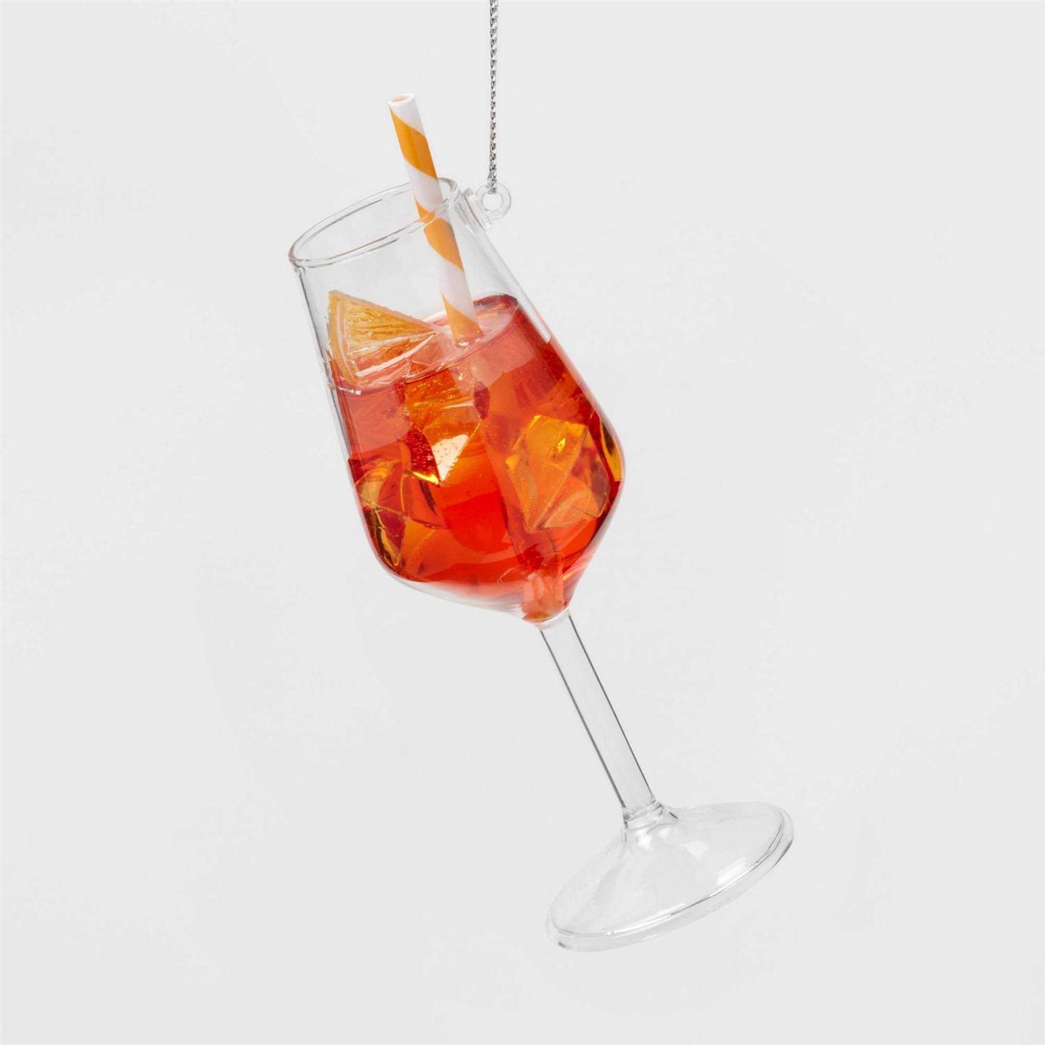 Wondershop Glass Spritz Cocktail Christmas Tree Ornament Orange