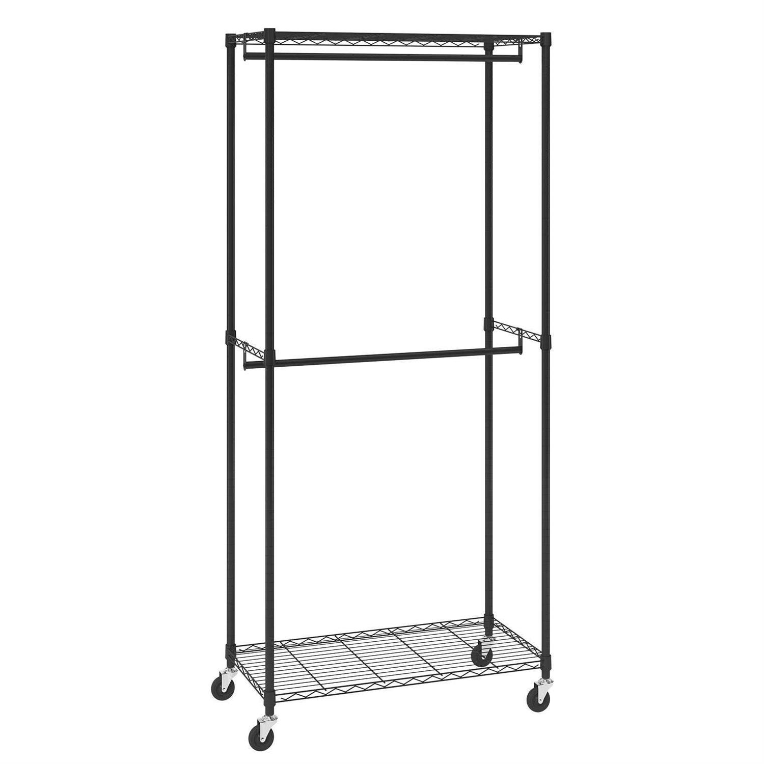 VEVOR Clothes Rack, Heavy Duty Clothing Garment Rack with Hanging Rod and Bottom Storage Area