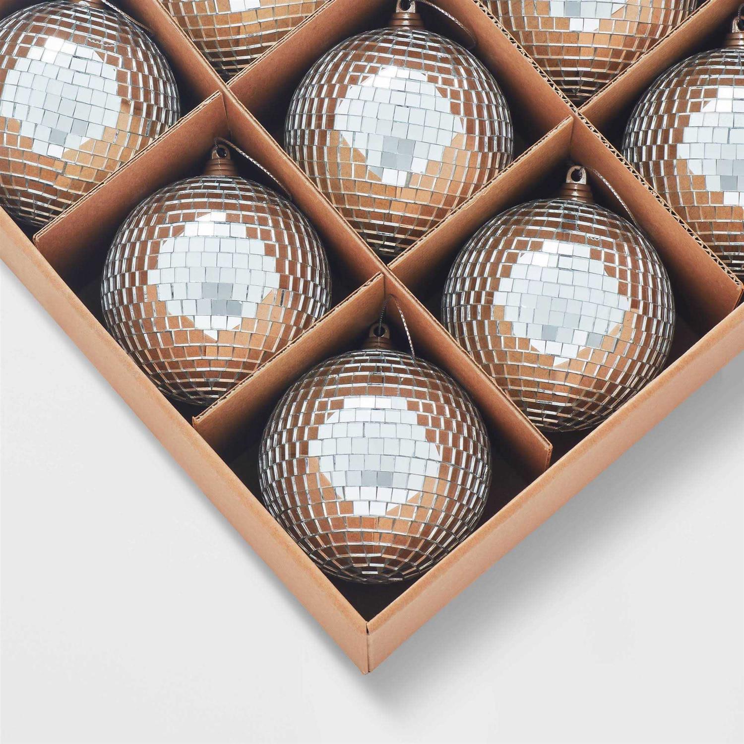 Wondershop Mirrored Ball Christmas Tree Ornament Set 12pc Silver