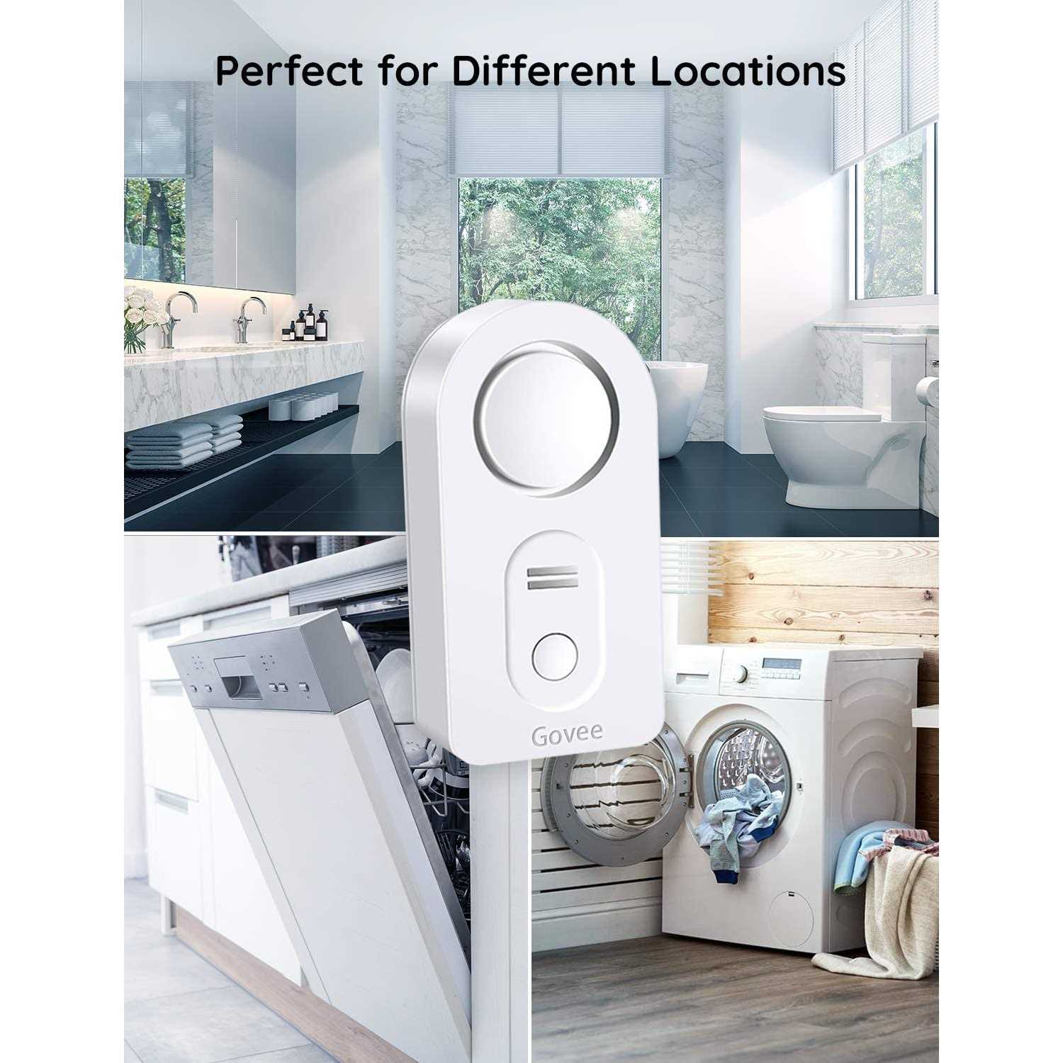 Govee Water Detectors 100dB Adjustable Audio Alarm Sensor, Sensitive Leak and Drip Alert