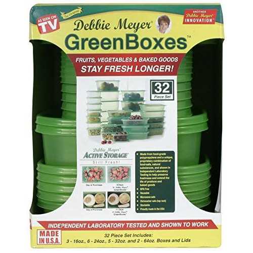 Debbie Meyer GreenBoxes 32 Piece Set – Keeps Fruits, Vegetables, Baked Goods and Snacks Fresh Longer, Reusable, Bpa Free, Microwave and Dishwasher