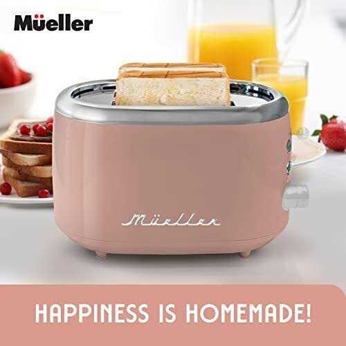 Mueller Retro Toaster 2 Slice with 7 Browning Levels and 3 Functions