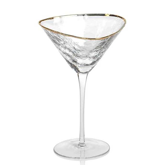 Zodax Aperitivo Triangular Martini Glass with Gold Rim