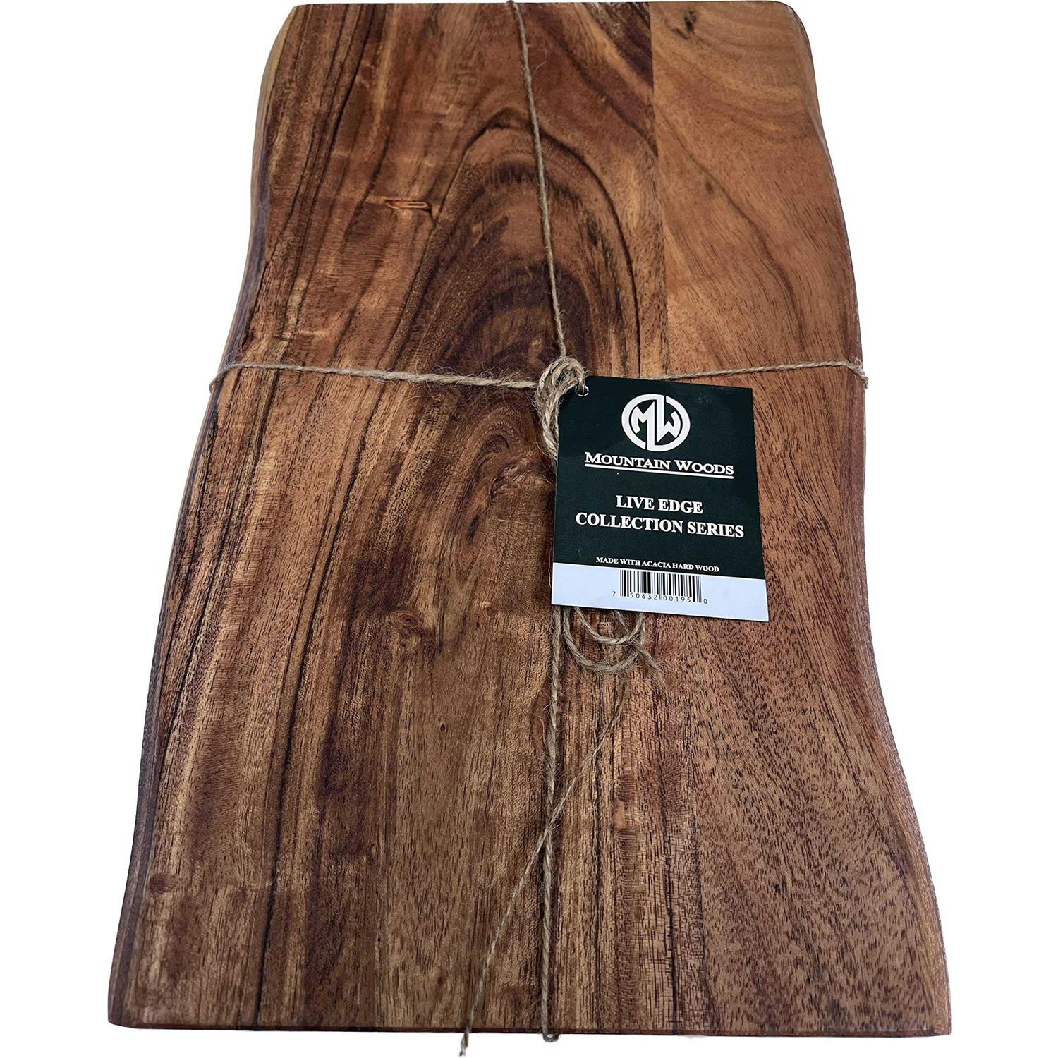 Mountain Woods Brown Mountain Woods Hand Crafted Live Edge Acacia Cutting Board