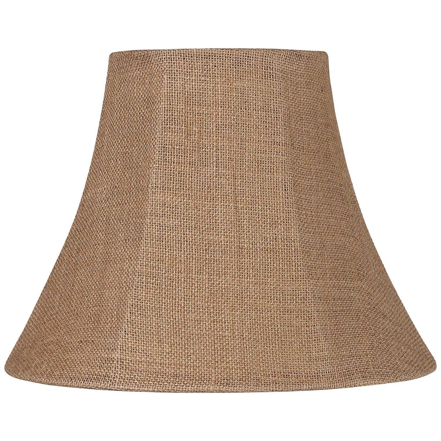 Springcrest Natural Burlap Medium Bell Lamp Shade 7 Top x 14 Bottom x 10.5 High Replacement with Harp and Finial