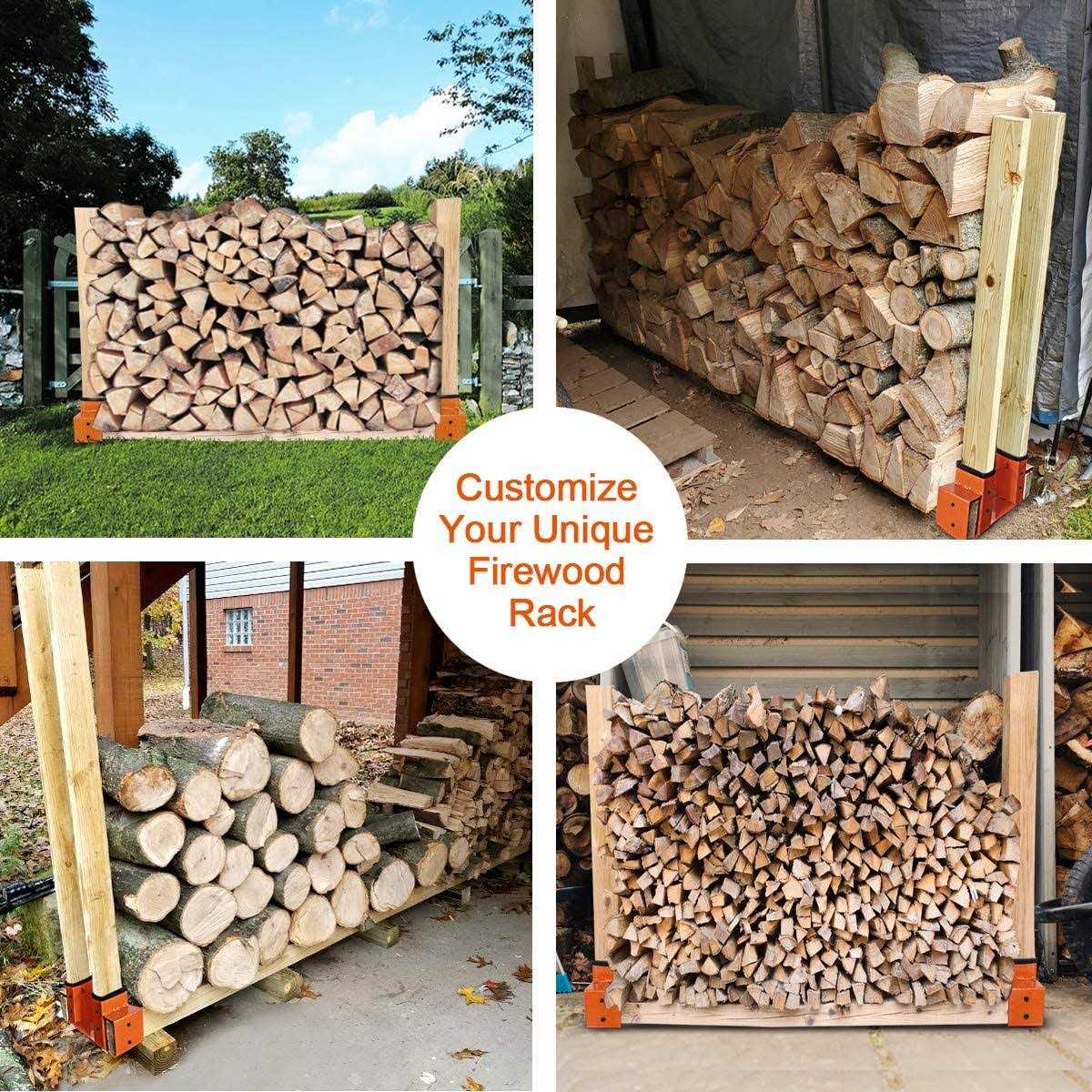 SnugNiture Outdoor Firewood Log Storage Rack Bracket Kit Adjustable Log Rack Holder