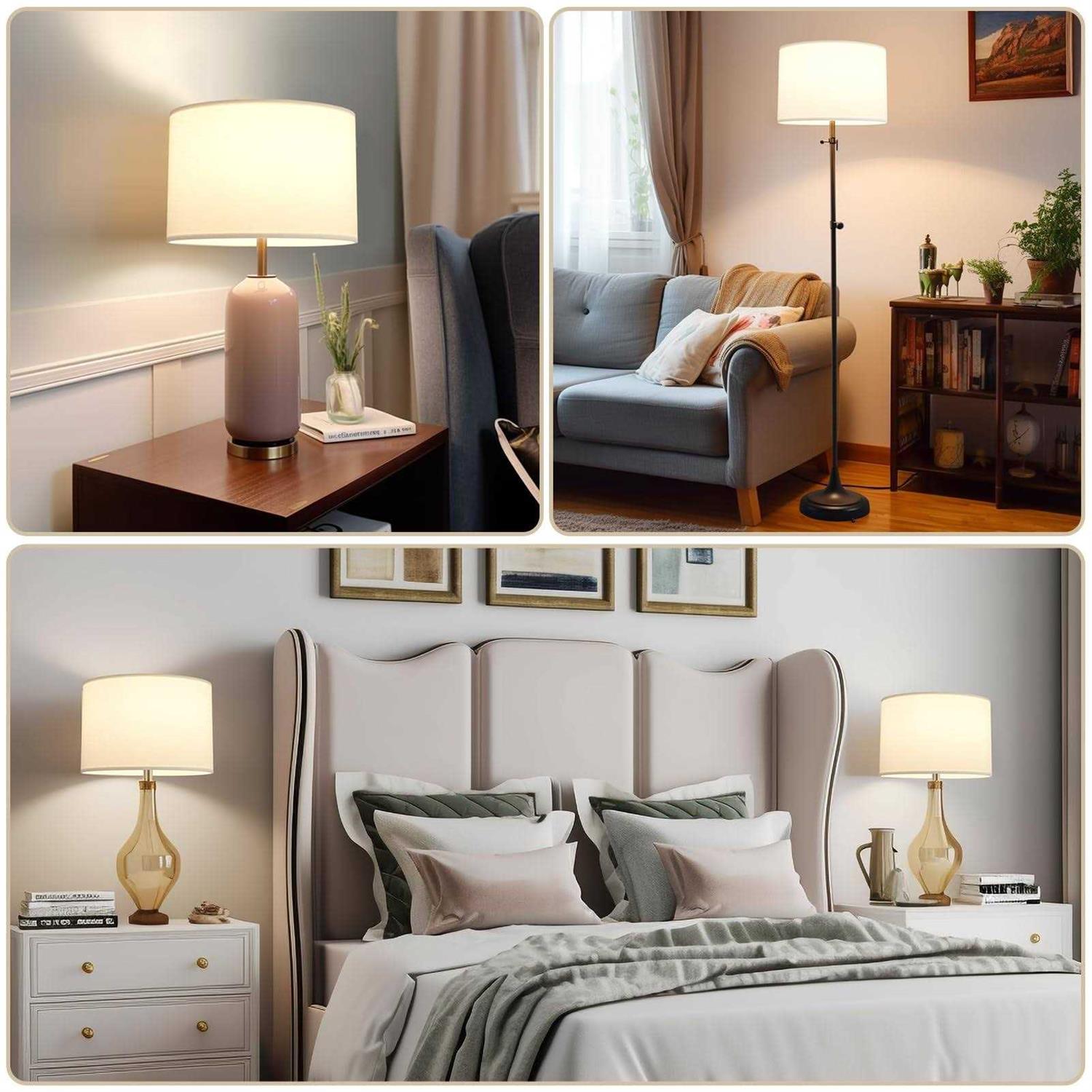 Set of 2 Drum Lamp Shades, Medium Linen Fabric Lampshade 12.5×12.5×8.5 Inch,Handmade Linen Lampshade for Table Lamp and Floor