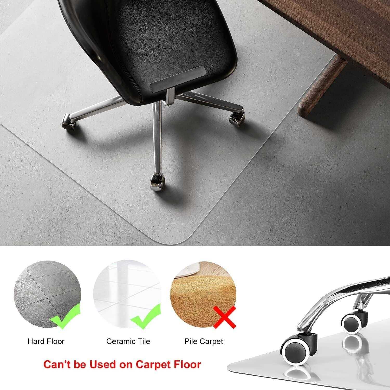 Kuyal Clear Chair mat 48 inches Transparent Floor Mats Wood/Tile Protection mat for Office & Home