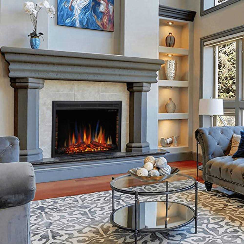 Electric Fireplace Insert Freestanding & Recessed Electric Heater Remote Control 750W/1500W R.W.FLAME