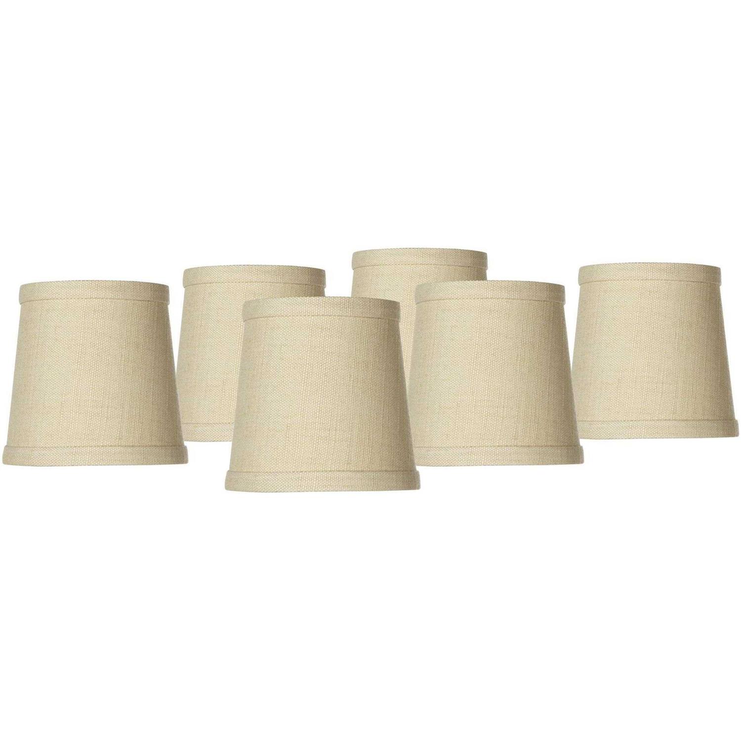 Springcrest Set Hardback Drum Lamp Shades Nallad Herbal Beige Small 4 Top x 5 Bottom x 5 High Candelabra Clip-On Fitting