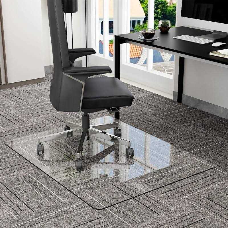 GLSLAND Office Chair Mat for Carpet 36 x 46 Tempered Glass Floor Mat