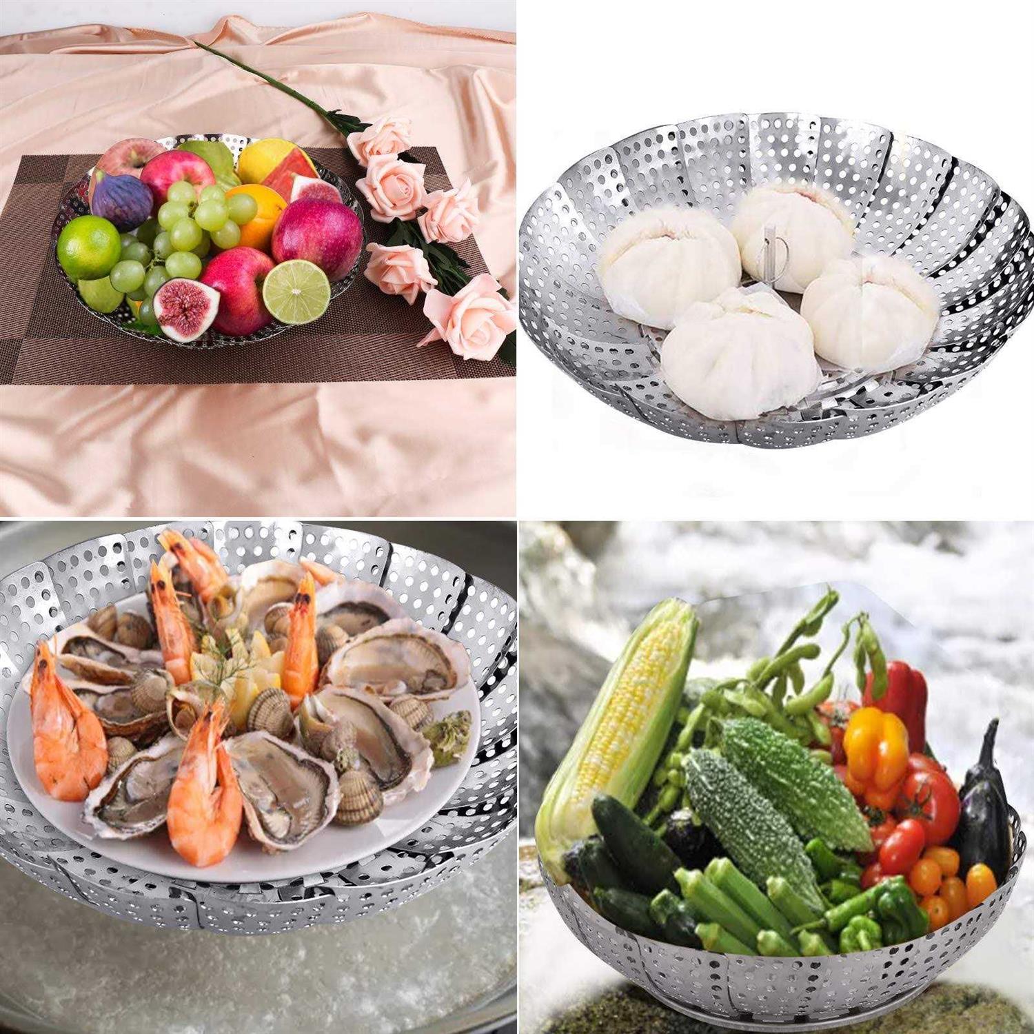 YLYL Veggie Vegetable Steamer Basket Folding Steaming Basket Metal Stainless Steel Steamer Basket Insert