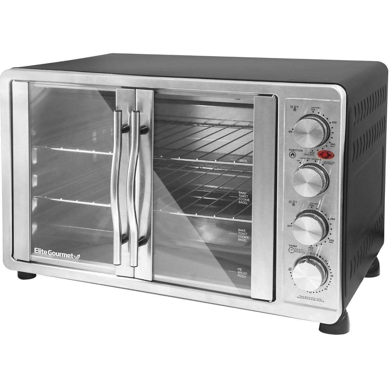 Elite Gourmet ETO-4510M French Door 47.5Qt 18-Slice Convection Oven 4-Control Knobs