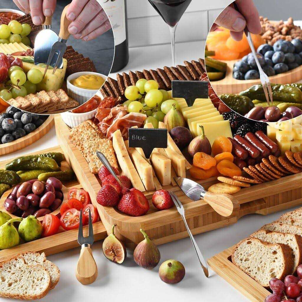Charcuterie Board Set FamRica Cheese Board with 2 Drawers