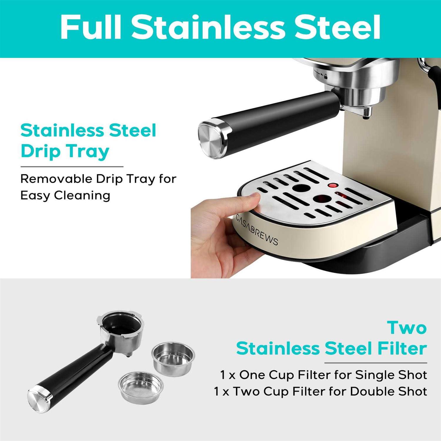 Casabrews CM5418 Compact 20-Bar Espresso Machine with Stainless Steel Milk Frother