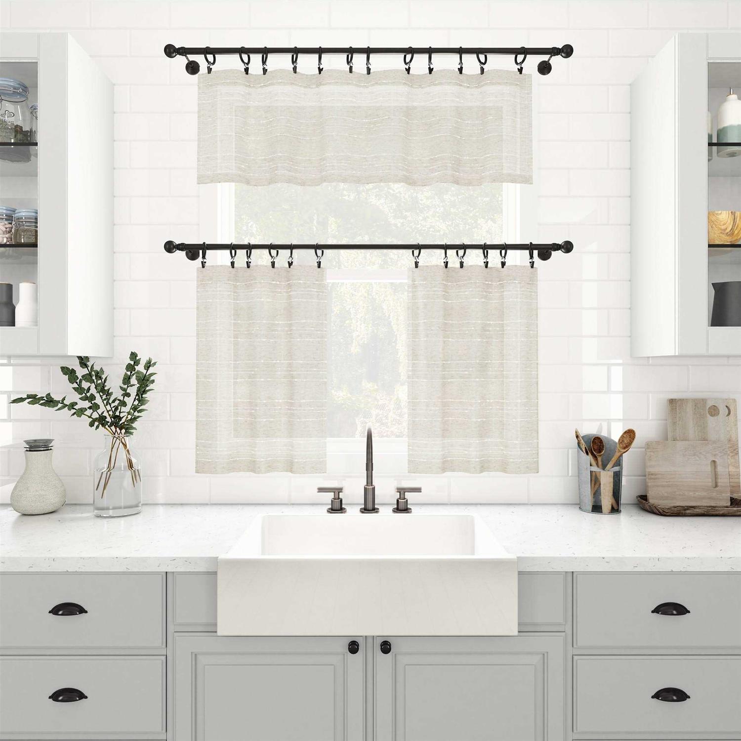 Clean Window Textured Slub Stripe Anti-Dust Curtain