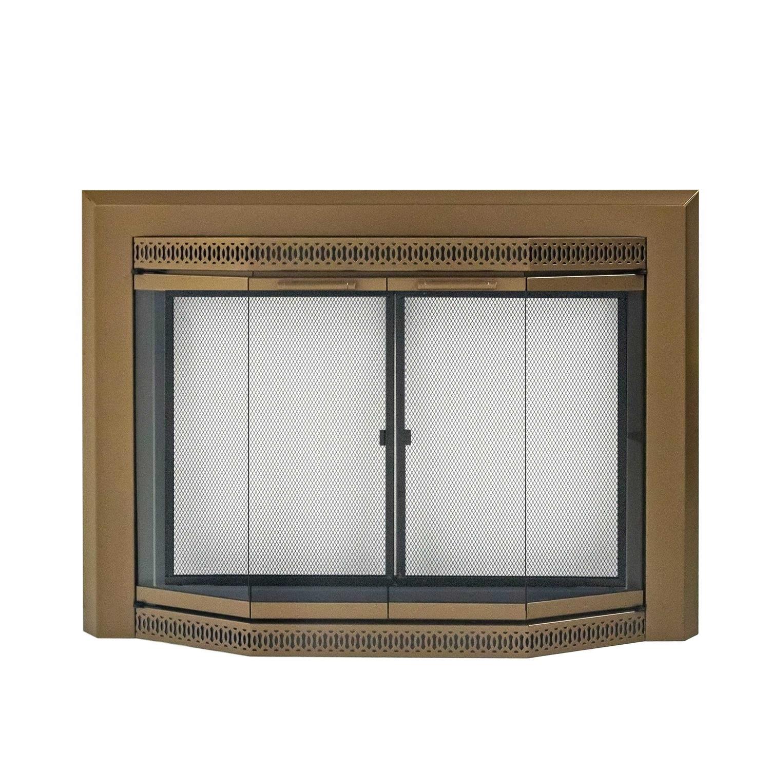 Pleasant Hearth Gavin Heritage Brass Glass Fireplace Doors GV-7001HE