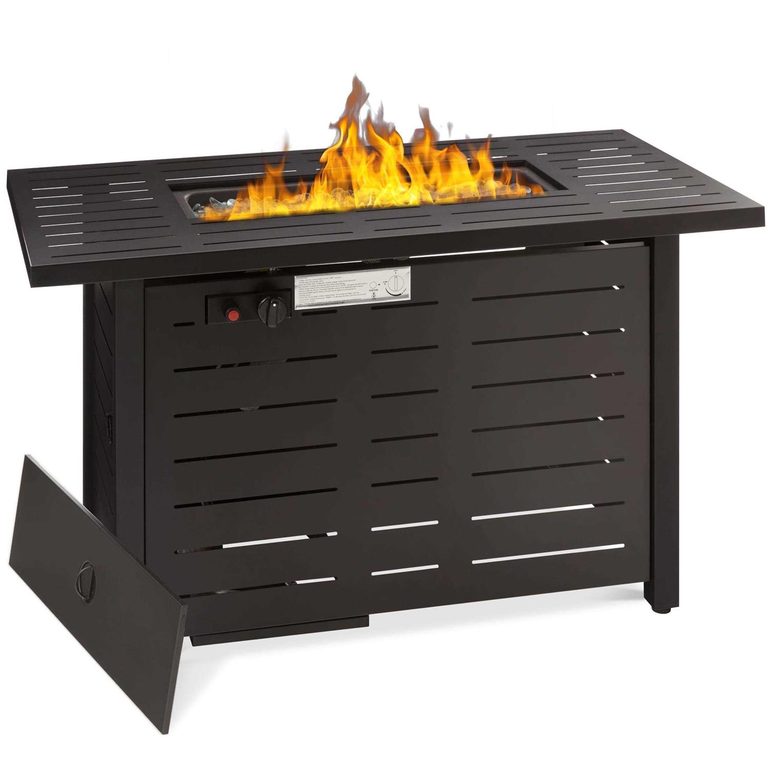 Best Choice Products 42in Fire Pit Table 50,000 BTU Rectangular Steel Propane Gas w/ Cover