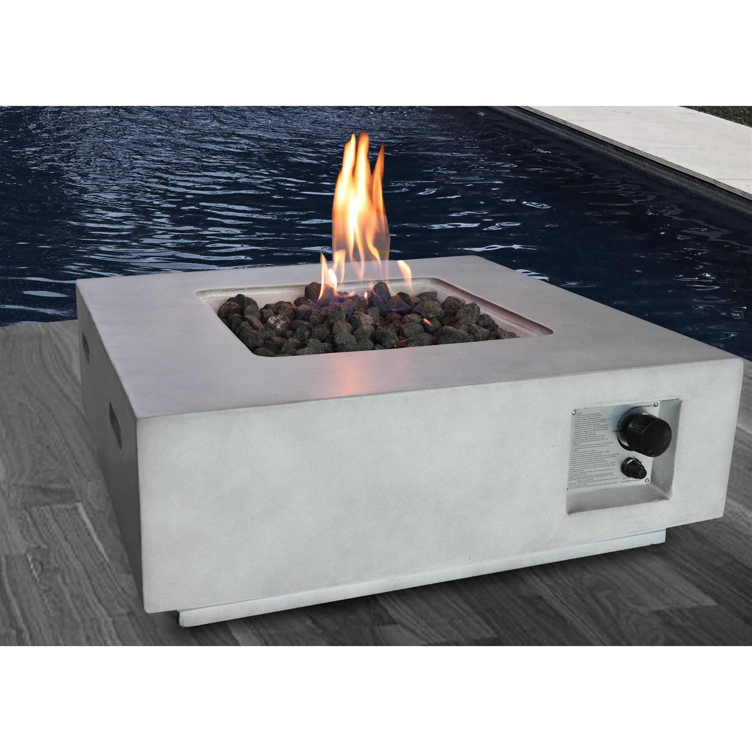 Living Source International Santiago 30 Square Fire Pit with Protective Lid