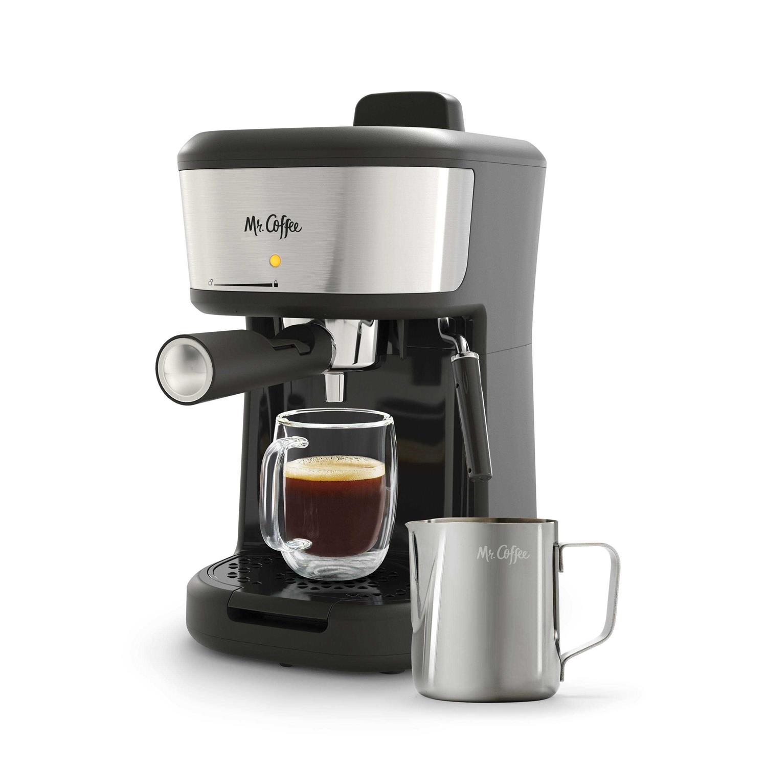 Mr. Coffee 4-Shot Steam Espresso Cappuccino and Latte Maker with Stainless Steel Frothing Pitcher