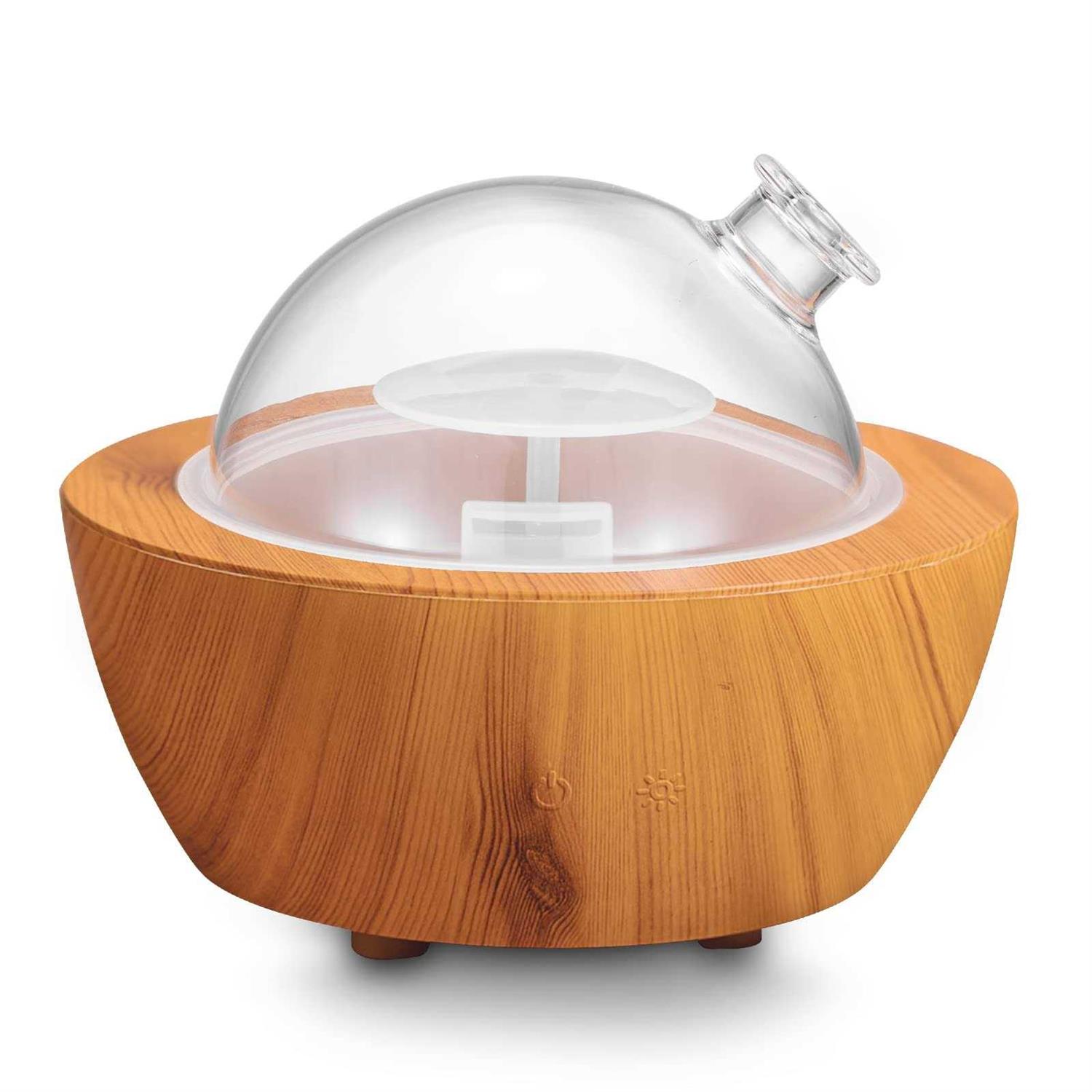 XANAPHIA 280ml Glass Essential Oil Diffuser Wood Grain Base Air Aroma Diffuser for Aromatherapy Cool Mist Humidifier with Safe Auto Shut-Off and 2