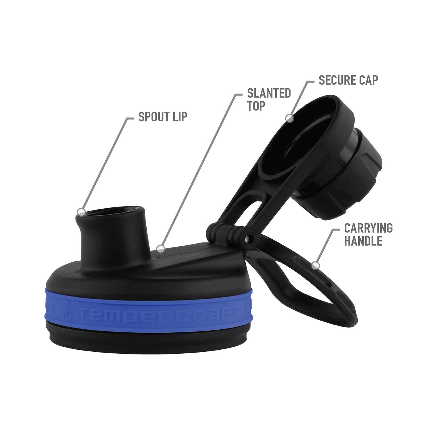 Tempercraft Sport Lid with Spout and Screw Cap for Wide Mouth Bottles