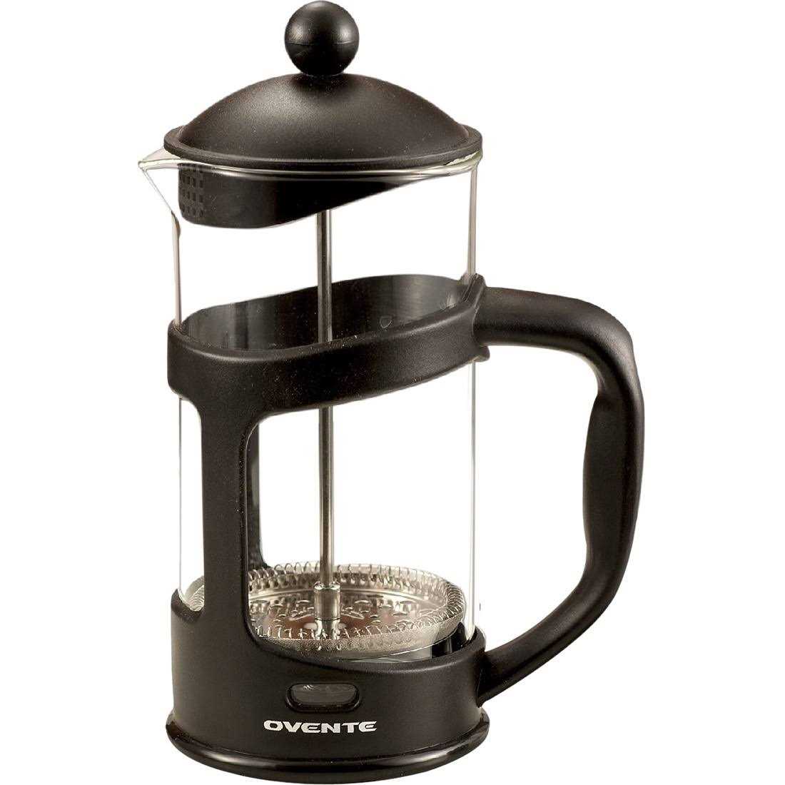 OVENTE 3-Cup Black French Press Cafetire Coffee and Tea Maker with Heat-Resistant Glass