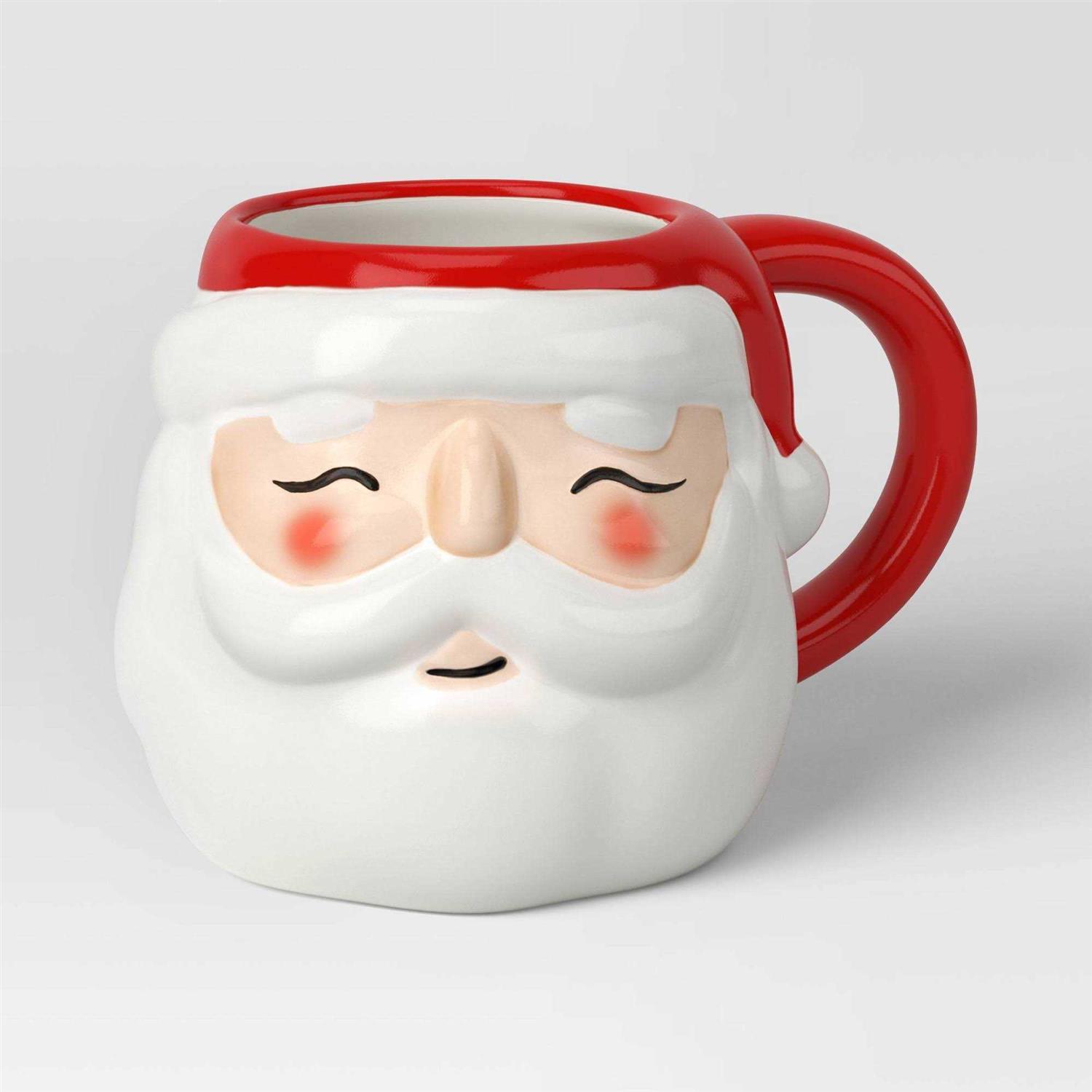 Wondershop 20oz Christmas Earthenware Figural Santa Mug