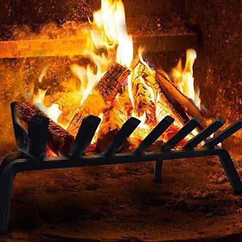 Amagabeli GARDEN & HOME Black Wrought Iron Fireplace Log Grate Wide Heavy Duty Solid Steel Indoor Chimney Hearth Bar Fire