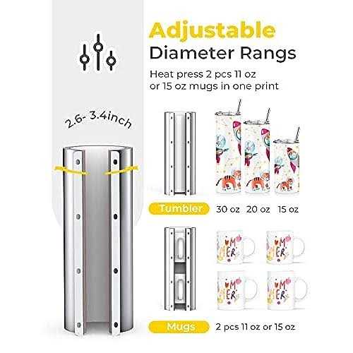 Upgraded Tumbler Heat Press 20 and 30 OZ Tumbler Press fits 16oz 20oz 30oz Skinny Sublimation Tumblers