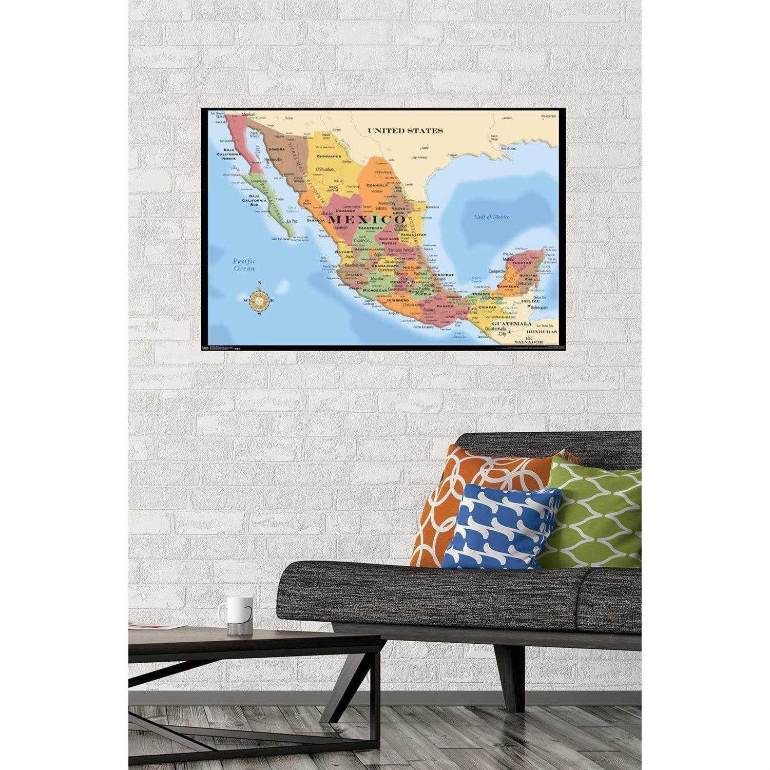 Trends International Map Mexico Wall Poster