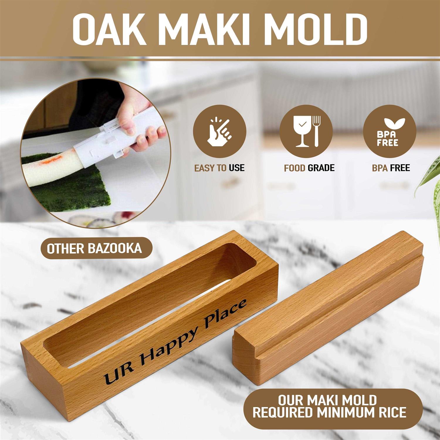 Ur Happy Place Luxury Sushi Making Kit for Beginners Home Use -All Natural Wood Products,15PCS