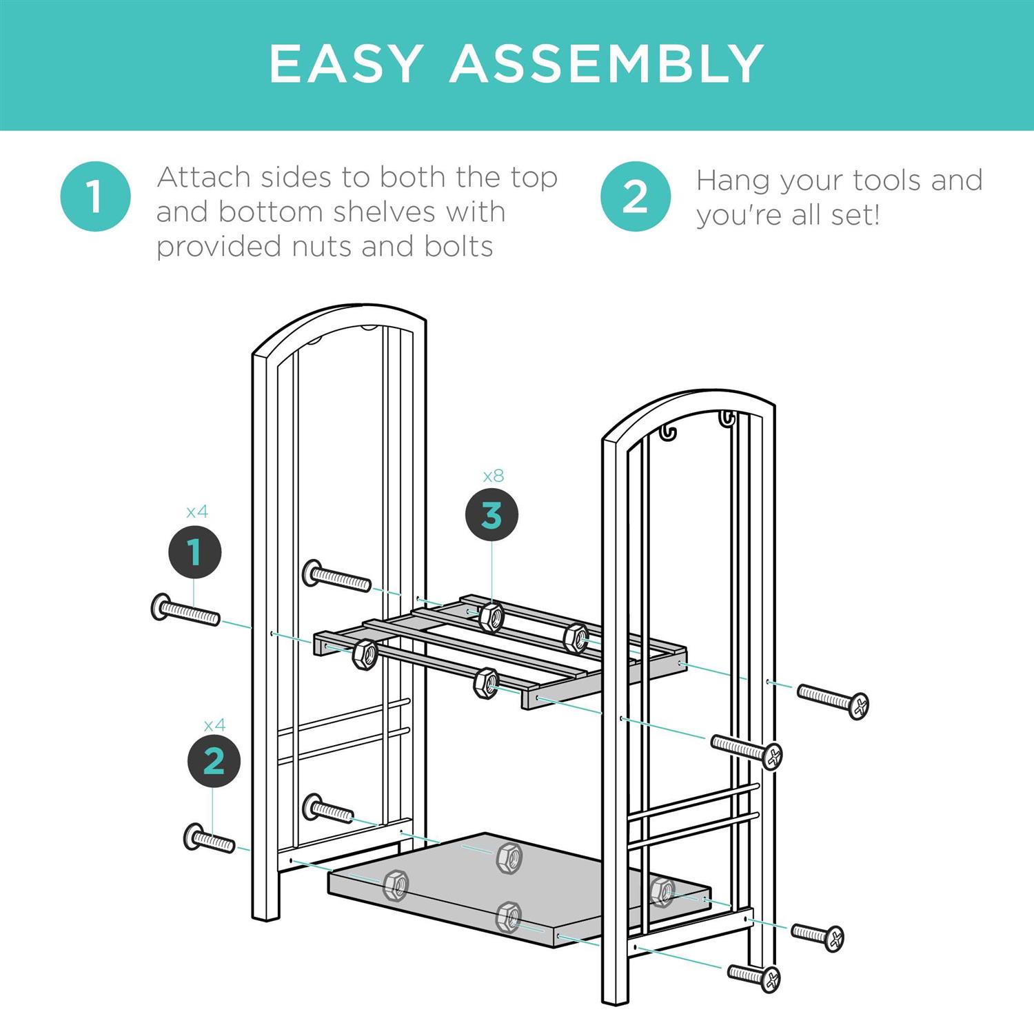 Best Choice Products 5-Piece Firewood Log Rack Holder Tools Set for Fireplace w/ Hook
