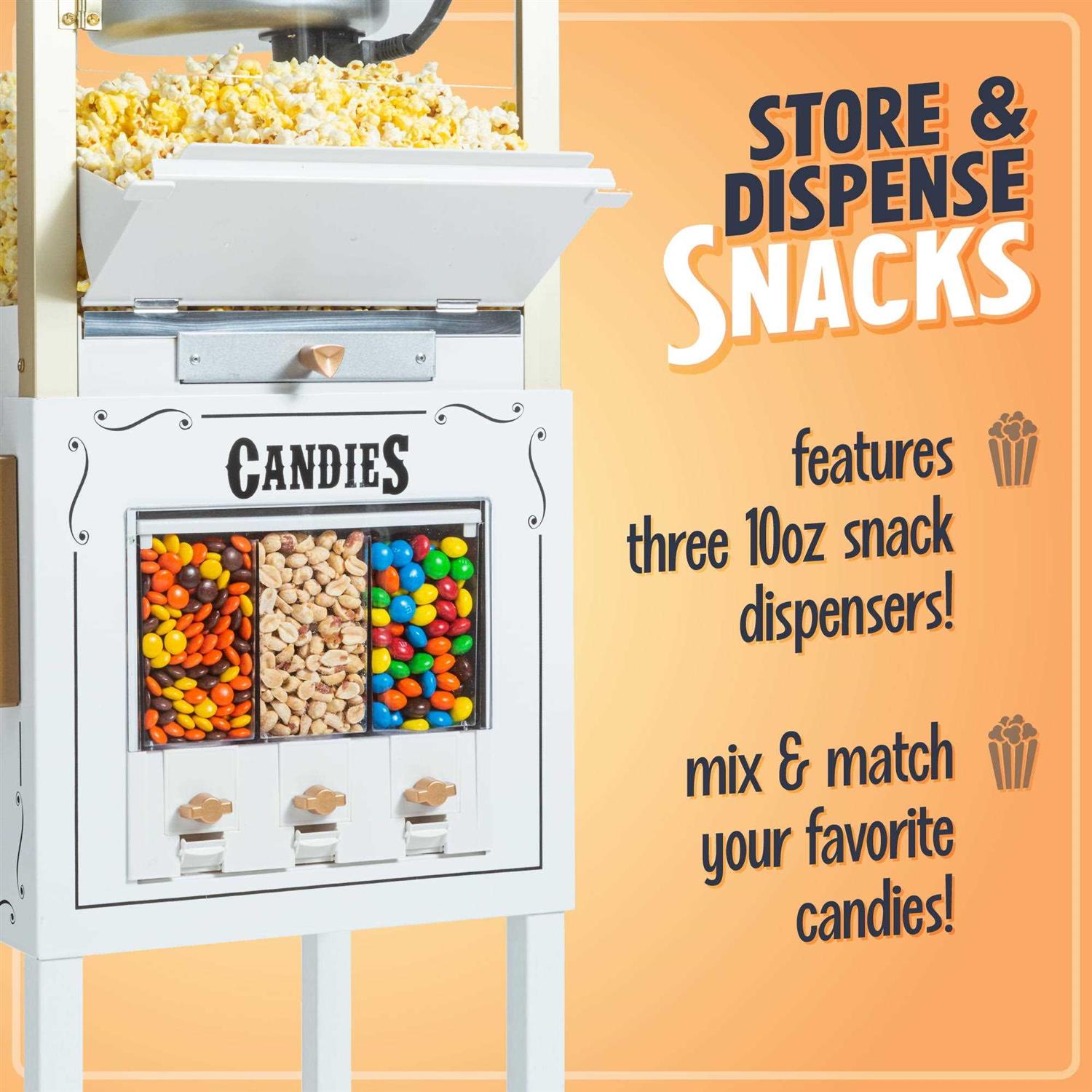 Nostalgia 53-Inch Popcorn Cart with Candy Dispenser
