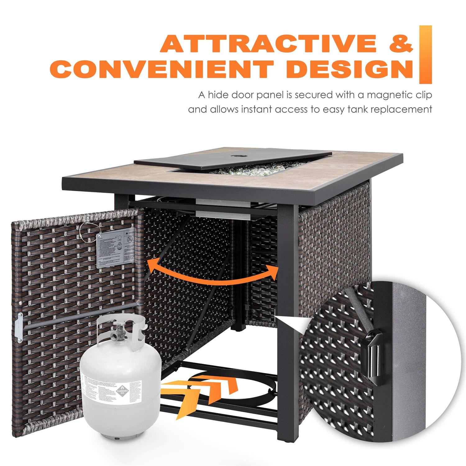 Nuu Garden Outdoor 43-Inch Propane Gas Fire Pit Table