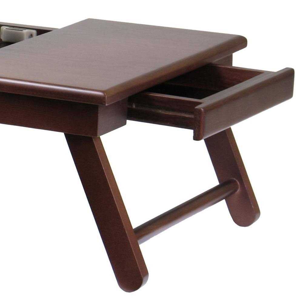 Winsome Alden Flip-Top Folding Lap Desk with Drawer, Walnut