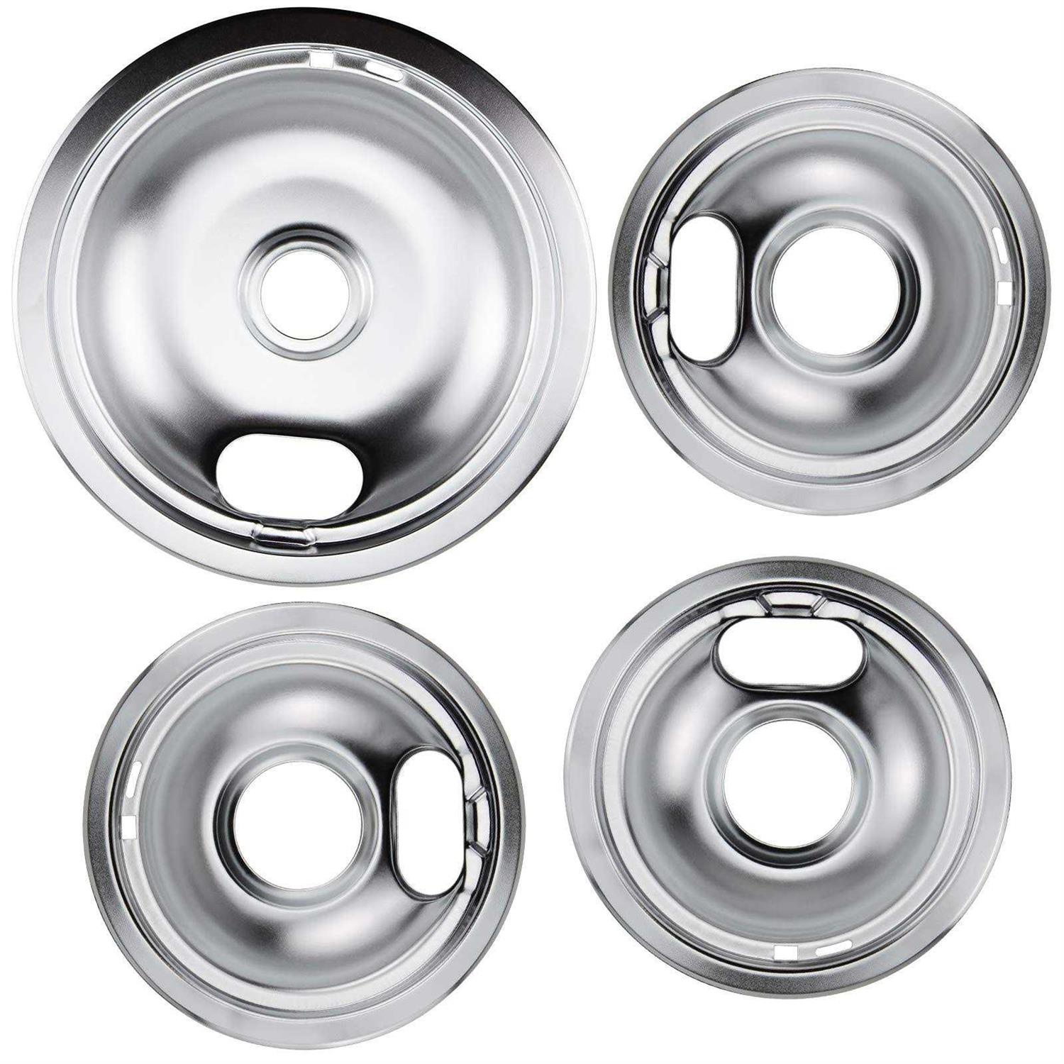 W10196405 W10196406 Chrome Drip Pans Kit by Blutoget -Compatible for Whirlpool Electric Range Burner-Replaces 0089285