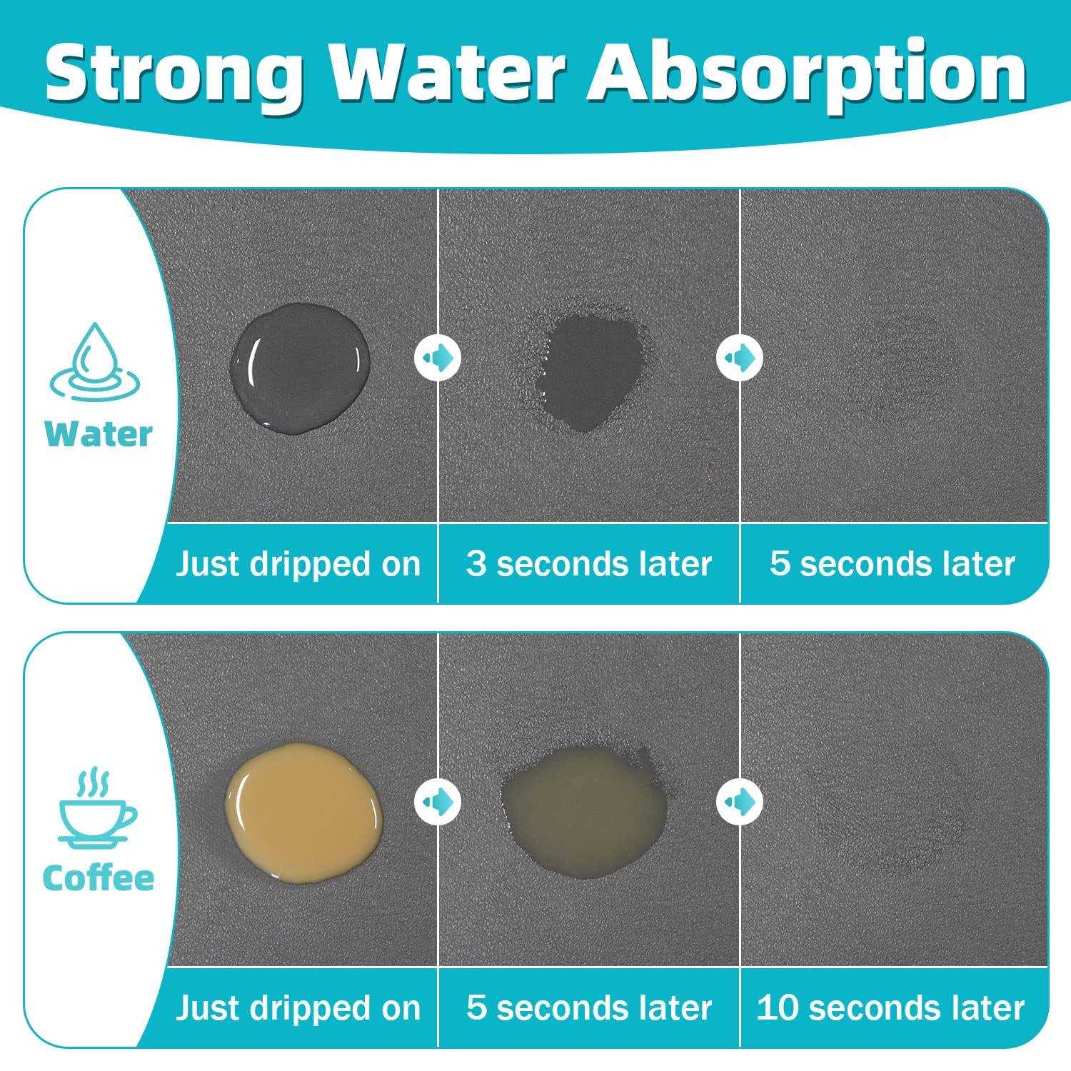 PoYang coffee maker mat for countertops coffee mat absorbent coffee bar mat for kitchen hide stain rubber backed