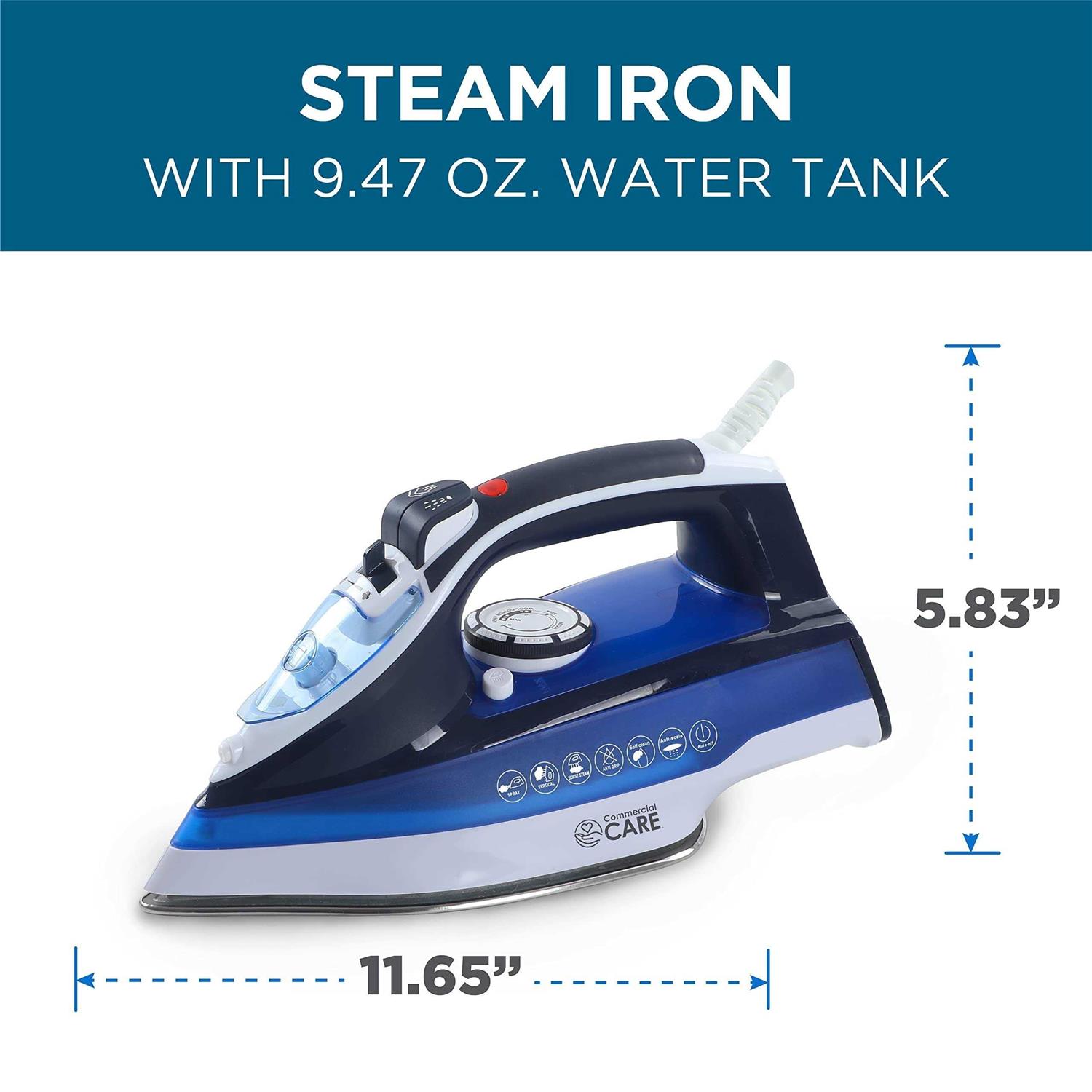 Commercial Care Steam Iron 1500 Watts Steamer for Clothes