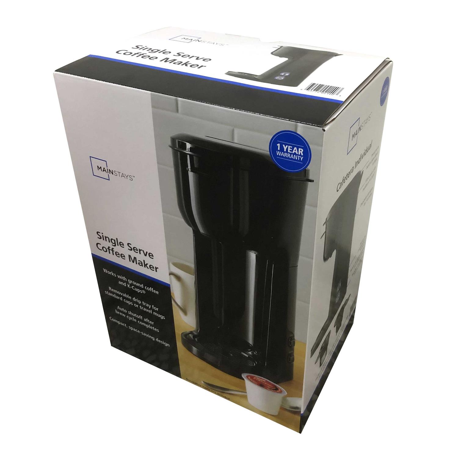 Mainstays Single Serve Coffee Maker, 1 cup Capsule or Ground Coffee